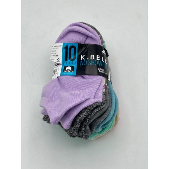 K.Bell Women's 10 Pairs No Show Fit Socks, Multicolor Mix Shoe Sz 5.5-10 NEW - Picture 1 of 4